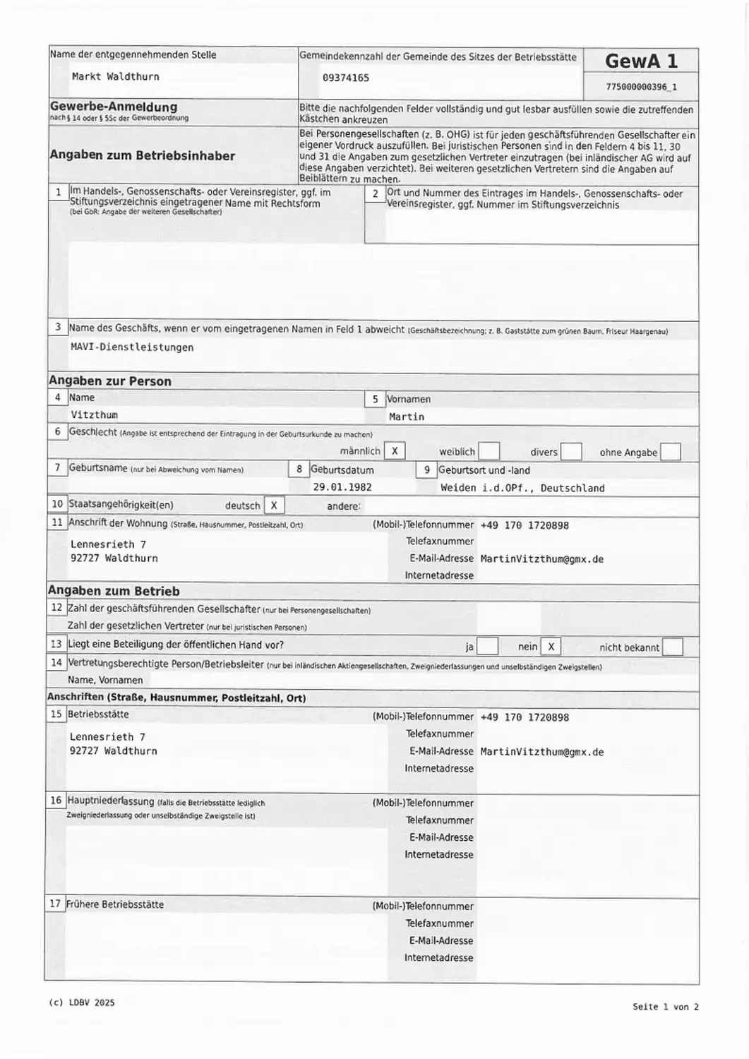 MAVI Bau & Dienstleistungen - Bauarbeiten -Gewerbeanmeldung